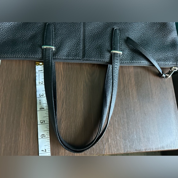 COACH Handbag Bleeker Cooper Satchel Tote Bag Black Pebbled Leather - Picture 10 of 15